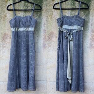 Ted Baker London Grey Silk Crepe Art Deco Dress 1 (XS)